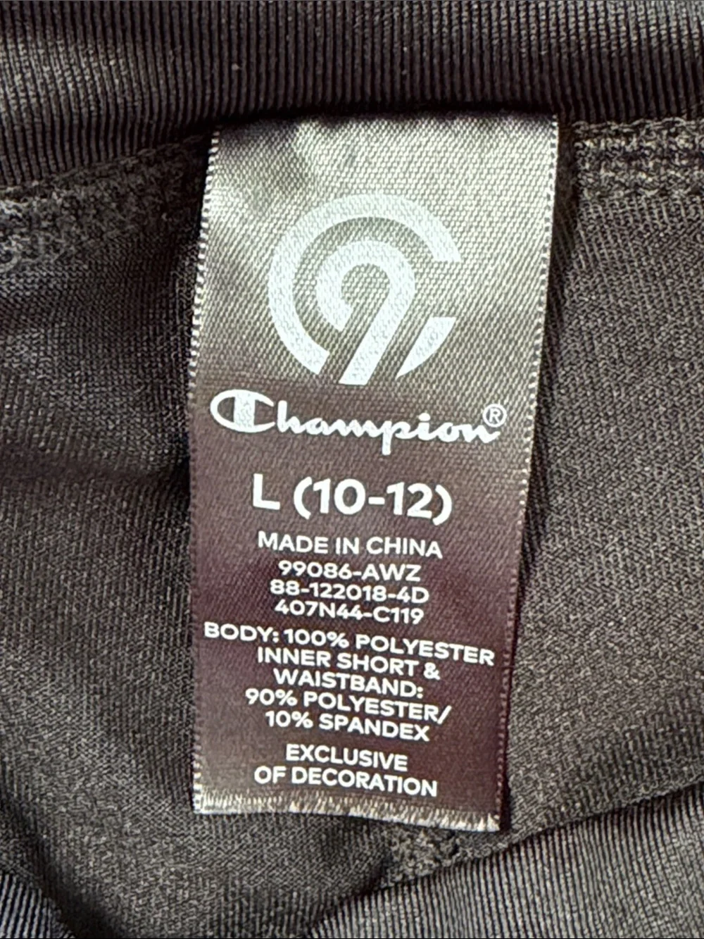 Champion Black Active Skort with Pocket Panels Size L(10-12)